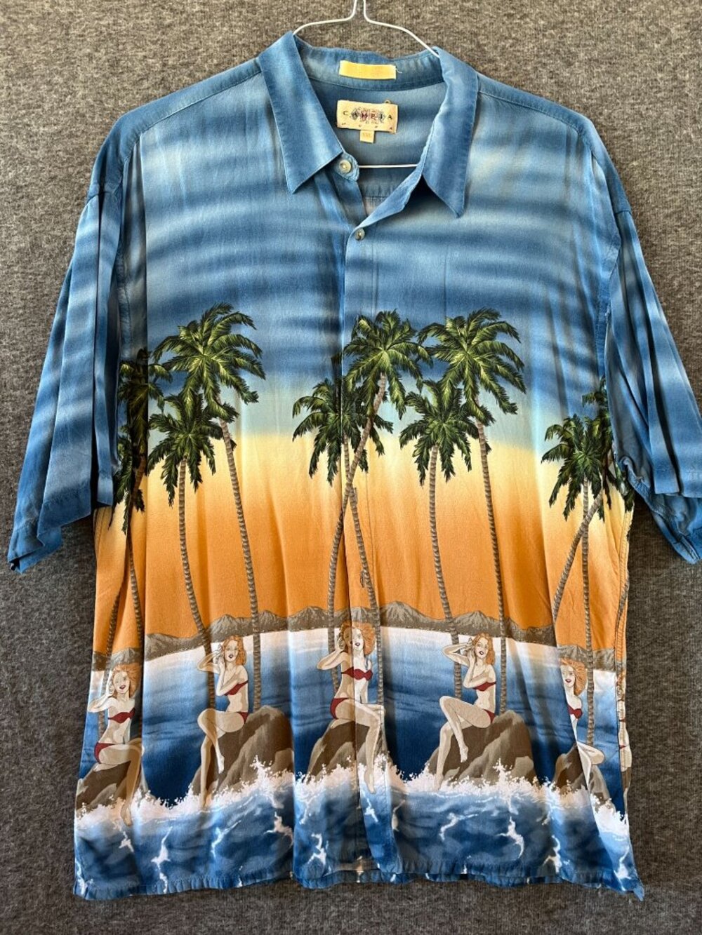 Campia moda Hawaiian mens cruise wear beach tropical shirt XXL 2XL blue bikinis